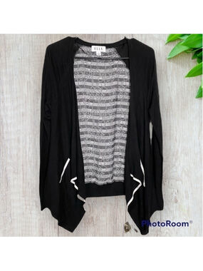ELLE waterfall cardigan black white faux lace size small
